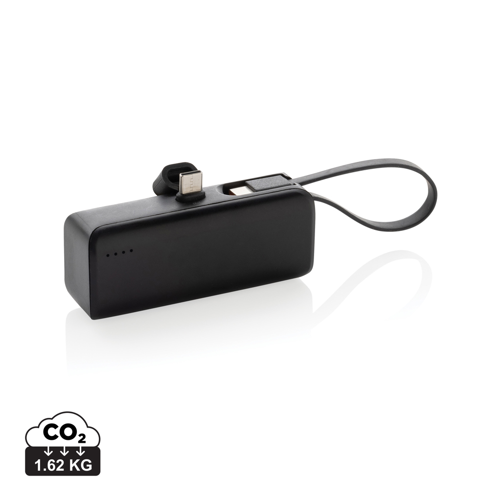 XD Collection Powerlink 3000 mAh Powerbank aus recyceltem ABS mit USB-C-Kabel