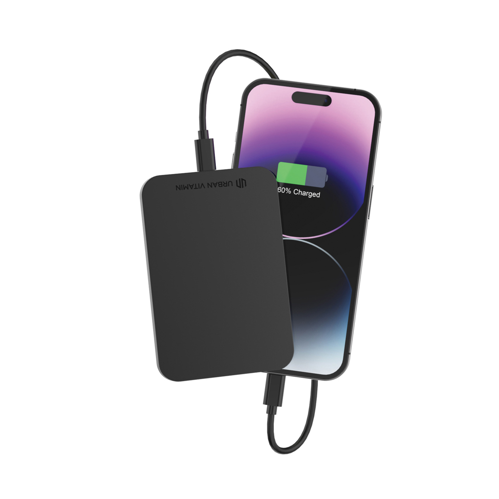 Urban Vitamin Burbank Magnet-Powerbank 3000mAh aus recyceltem Aluminium und ABS – bedruckbar als Werbegeschenk
