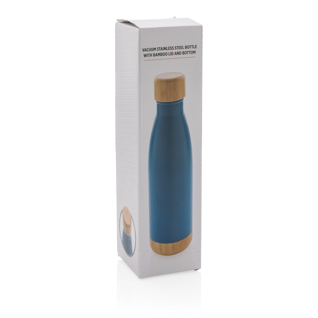 XD Collection Vakuum-Edelstahlflasche 520 ml mit Bambus-Deckel und -Boden