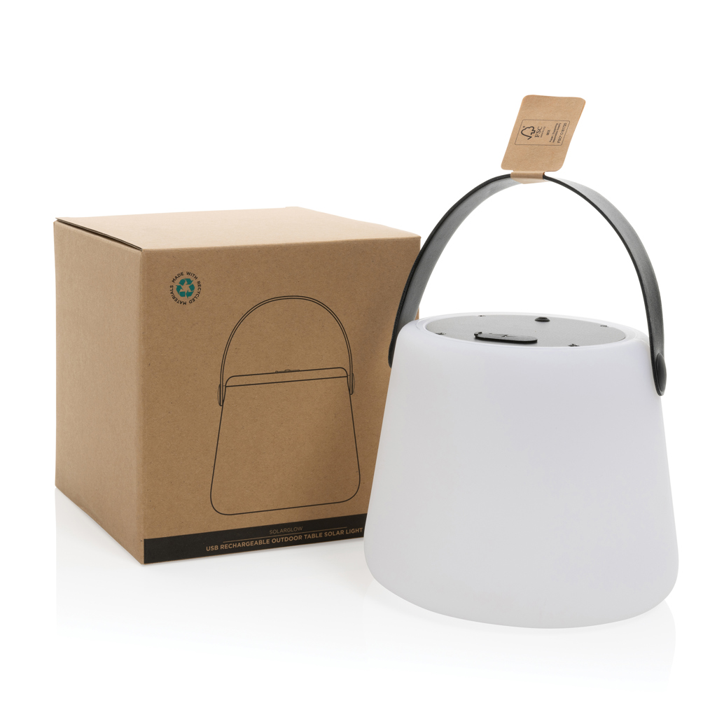 SolarGlow LED-Solartischleuchte aus RCS-recyceltem Kunststoff mit USB-C, bedruckbar SolarGlow LED-Solartischleuchte aus RCS-recyceltem Kunststoff mit USB-C, bedruckbar