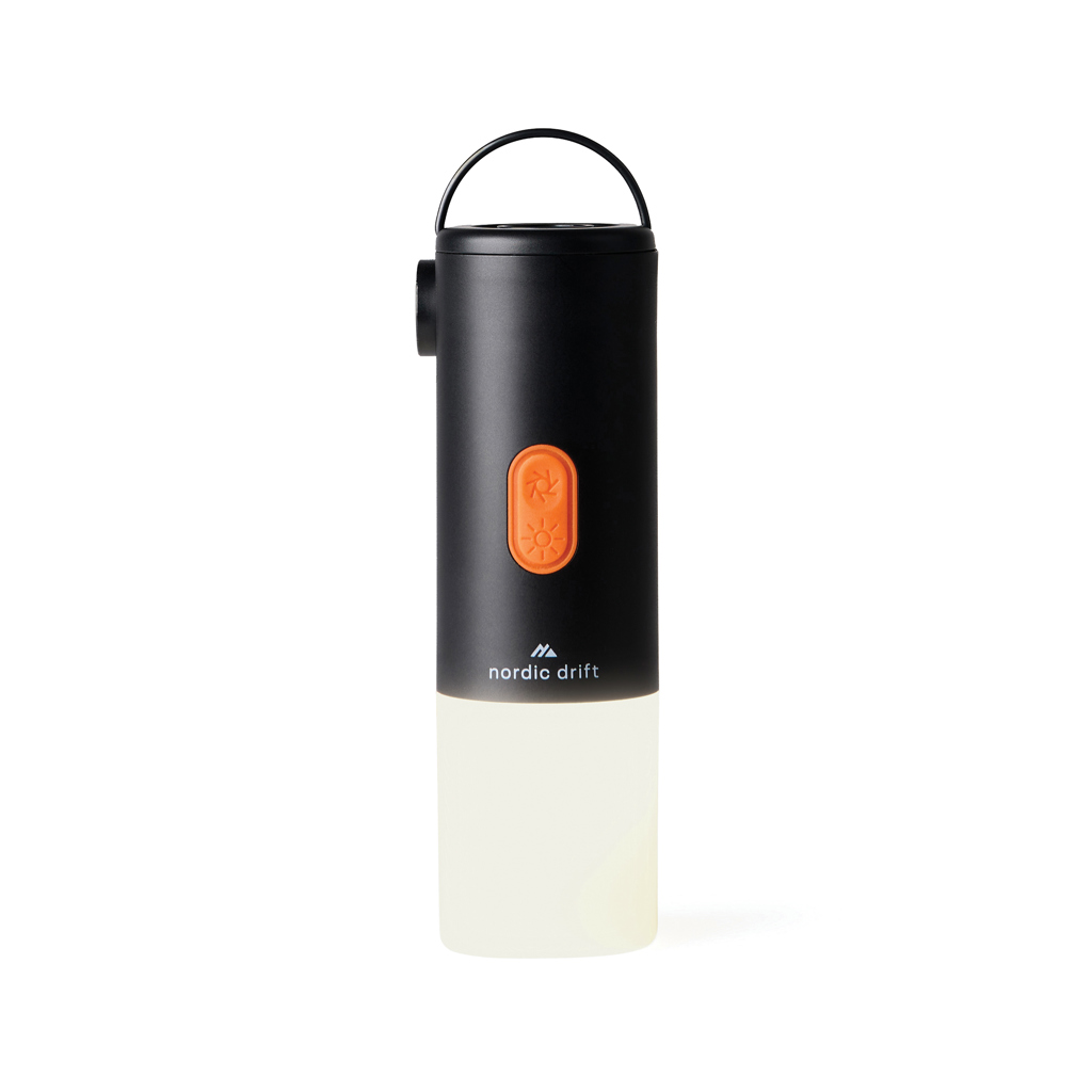Nordic Drift Titan 2-in-1-Luftpumpe und Campinglampe mit Logo (Tampondruck)