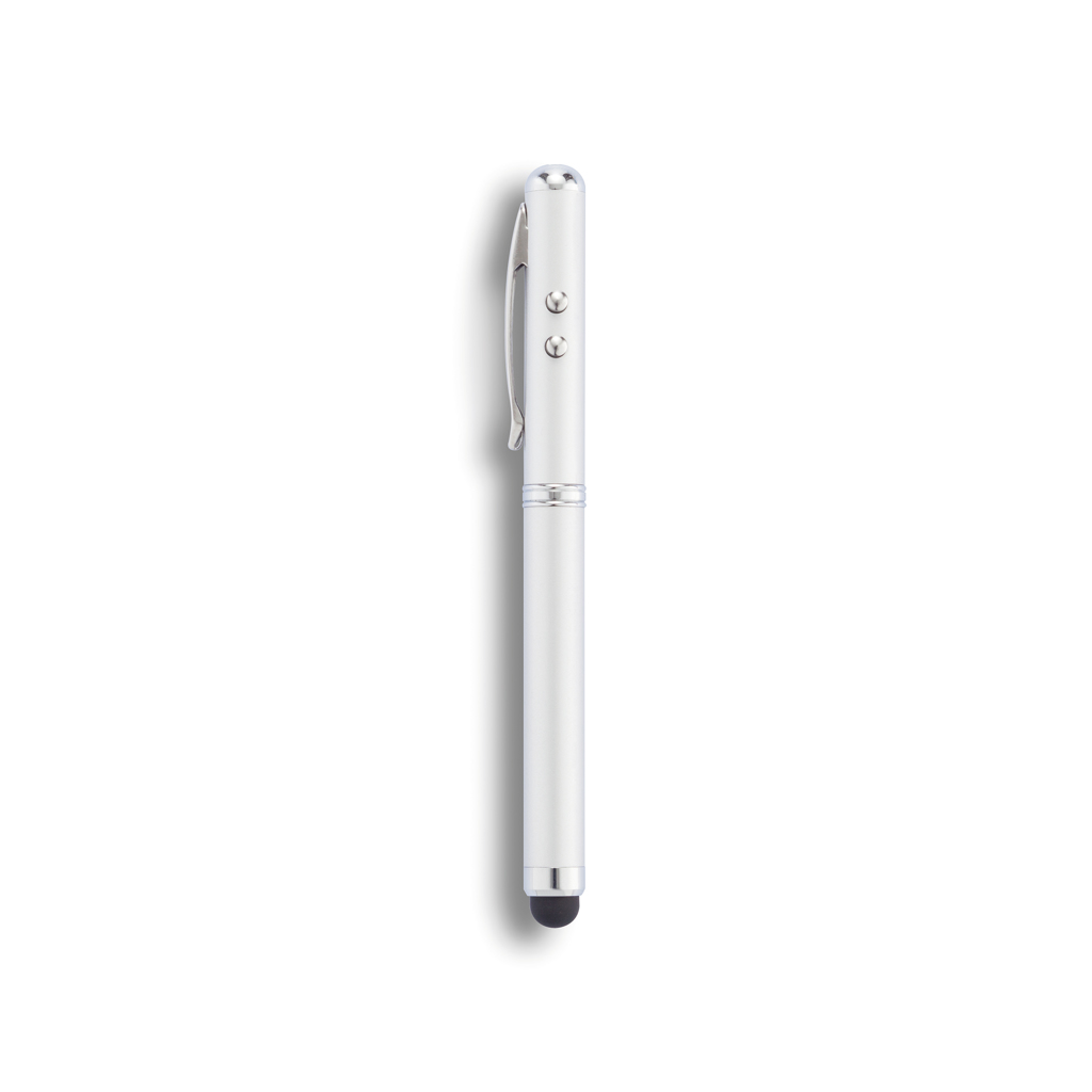 Edelstahl Pro 4-in-1 Kugelschreiber Stylus Laser-LED silber