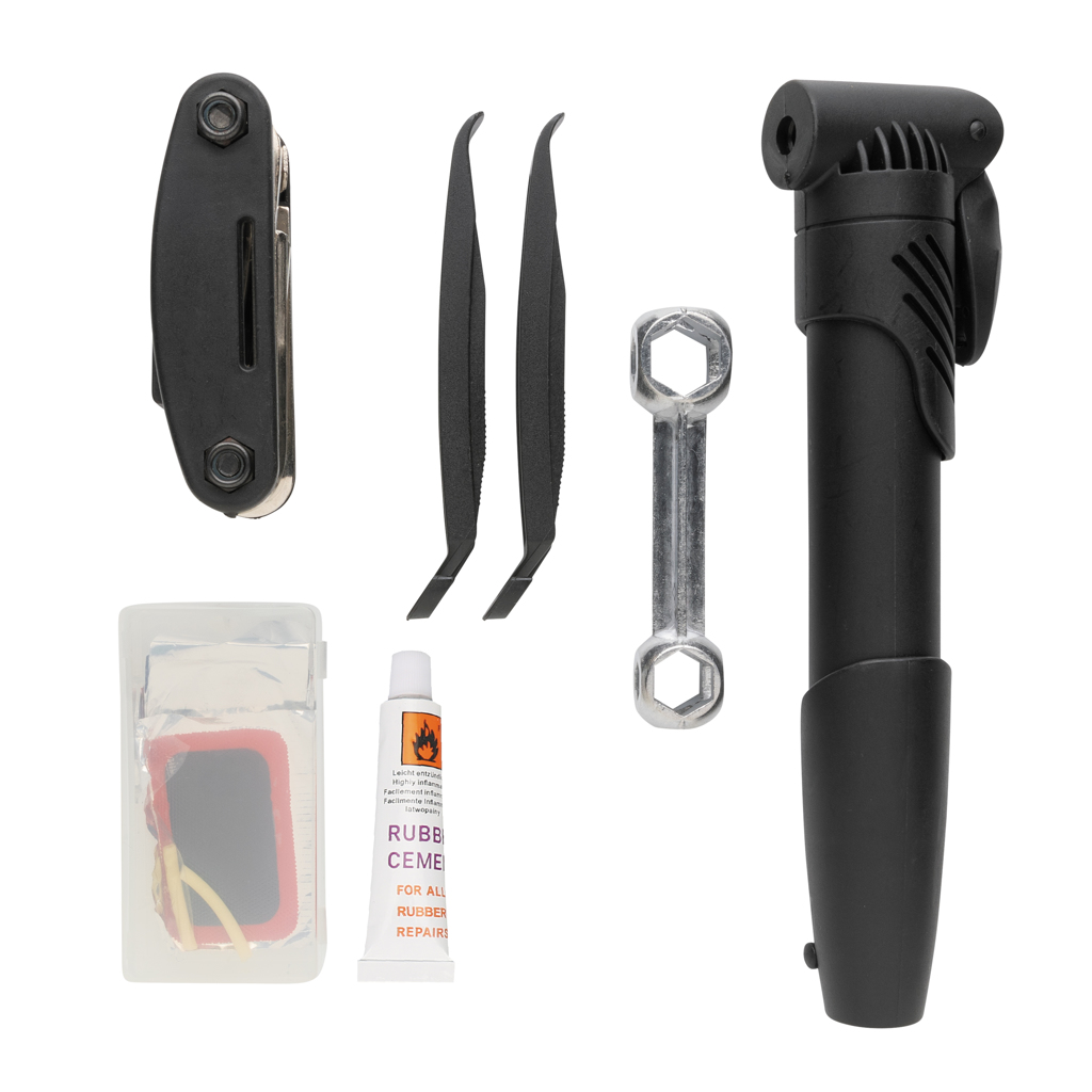 17-tlg. Fahrradreparatur-Set XD Collection mit 16-in-1 Multitool, bedruckbar
