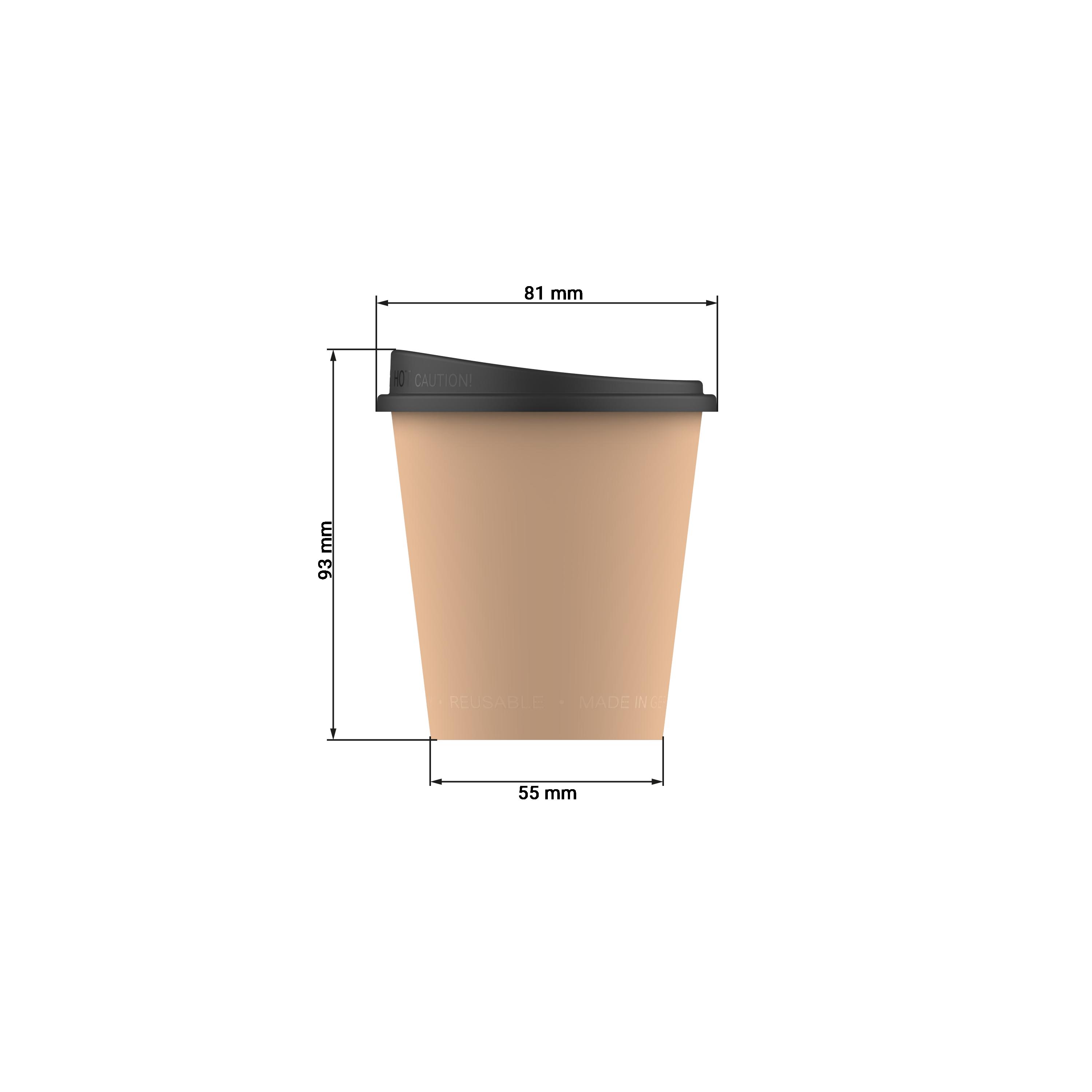 Kaffeebecher "ToGo", 0,2 l – Bemassung_braun Kaffeebecher "ToGo", 0,2 l