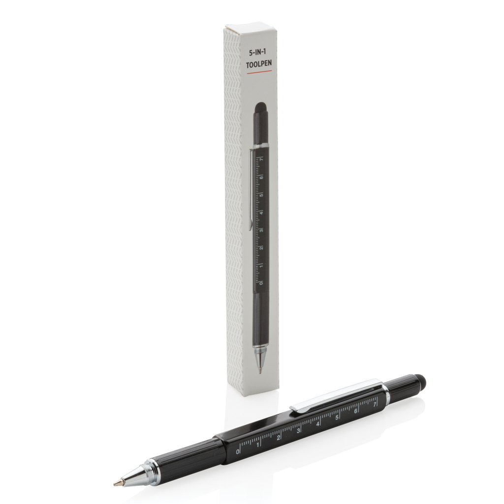 XD Collection 5-in-1 Aluminium Tool-Stift mit Wasserwaage, Skala, Schraubendreher und Stylus