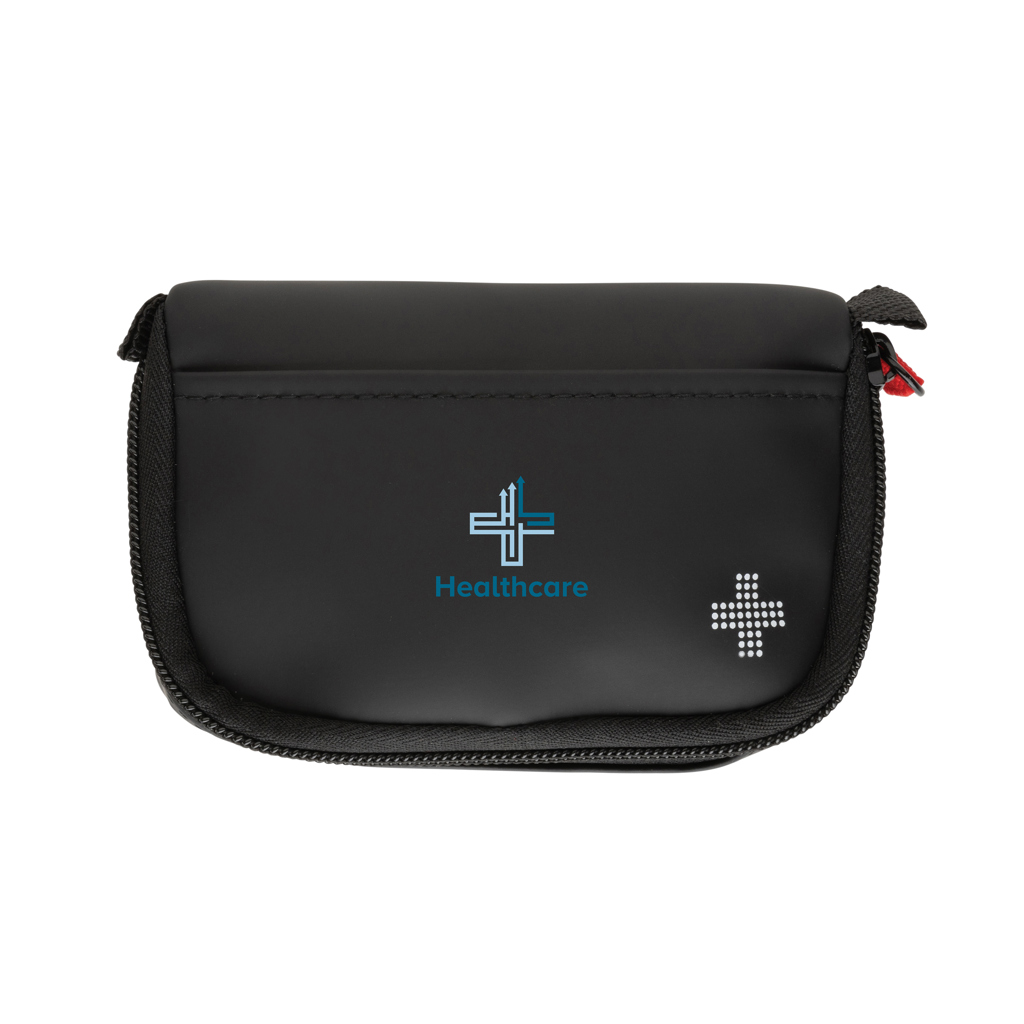 Erste-Hilfe-Set XD Collection in RCS recyceltem Nubuk-PU-Etui mit Logodruck