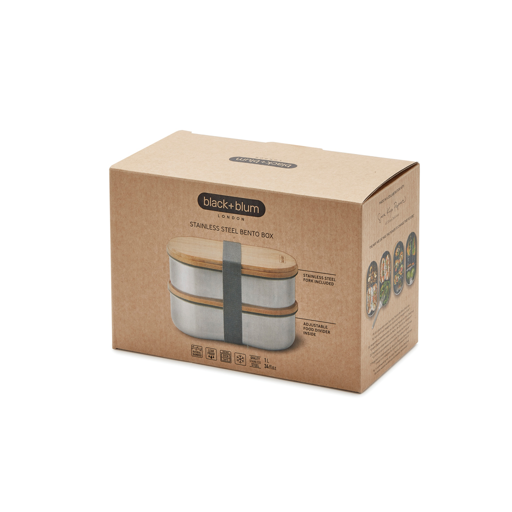 Black+Blum Bento Box 1L Edelstahl mit Bambusdeckel — gravurfähig