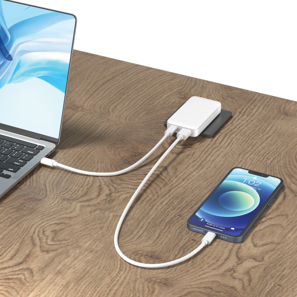 XD Collection Fluxo flaches 65W GaN-Ladegerät mit Stecker-Adaptern, bedruckbar