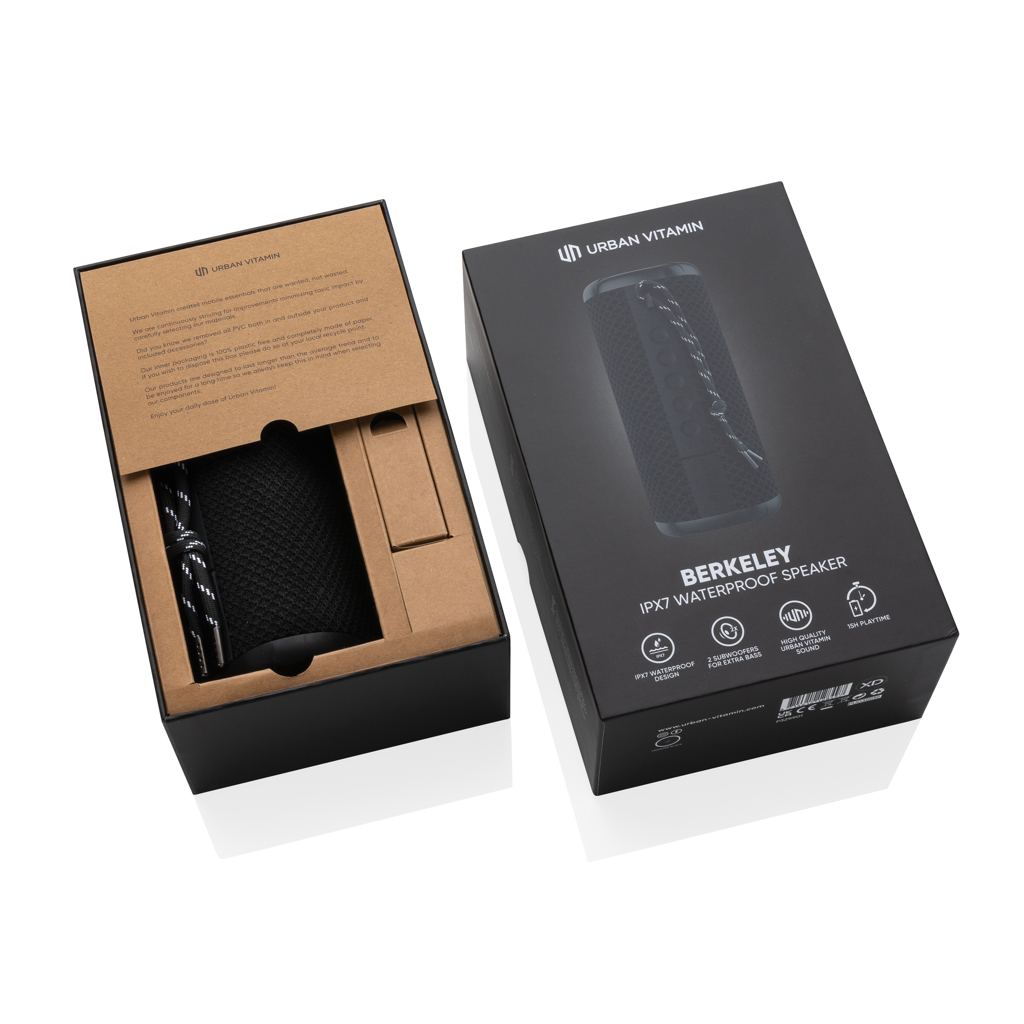 Urban Vitamin Berkeley IPX7 Bluetooth-Lautsprecher 10W mit Lasergravur oder Doming