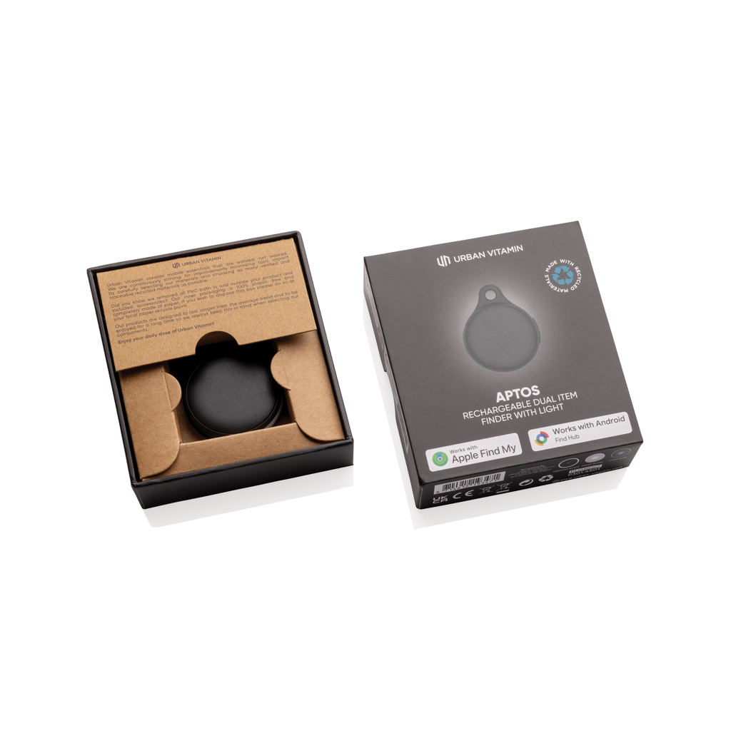 Urban Vitamin Aptos Dual-Finder mit Licht für Find My und Find Hub – mit Logo bedruckbar