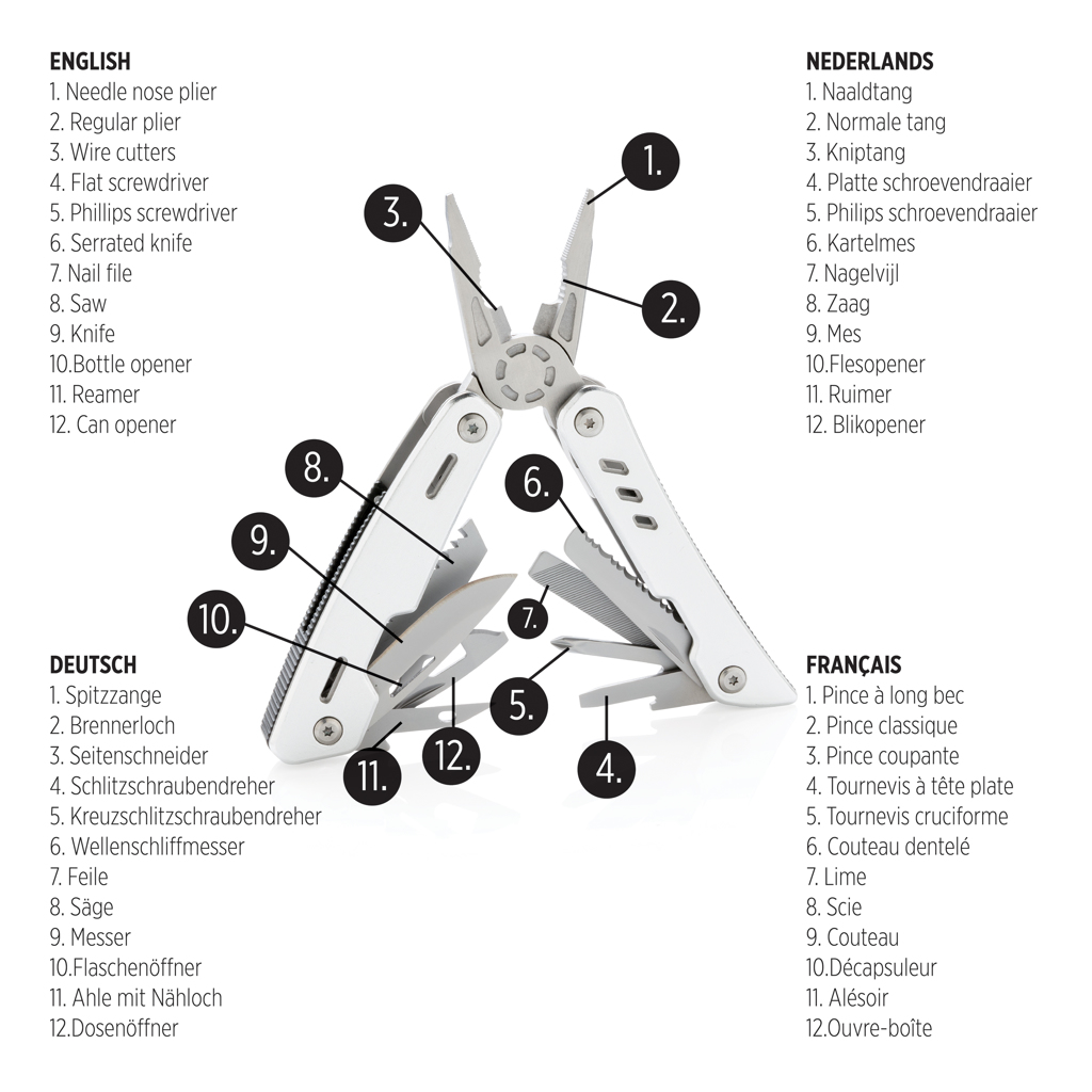 Solid Multitool 12-in-1 mit Aluminium-Case, XD Collection