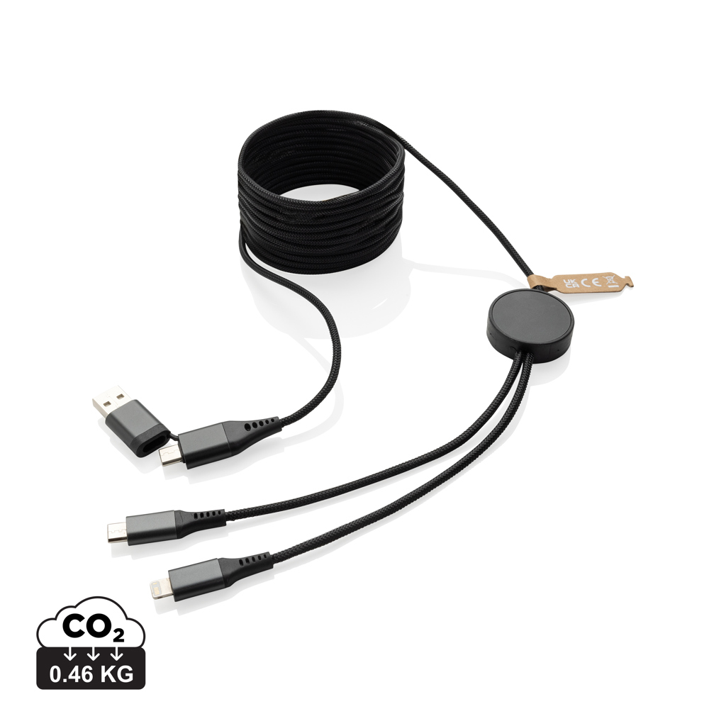 RCS-zertifiziertes 4-in-1 Ladekabel 3m, recycelt – grau RCS-zertifiziertes 4-in-1 Ladekabel 3m, recycelt – grau