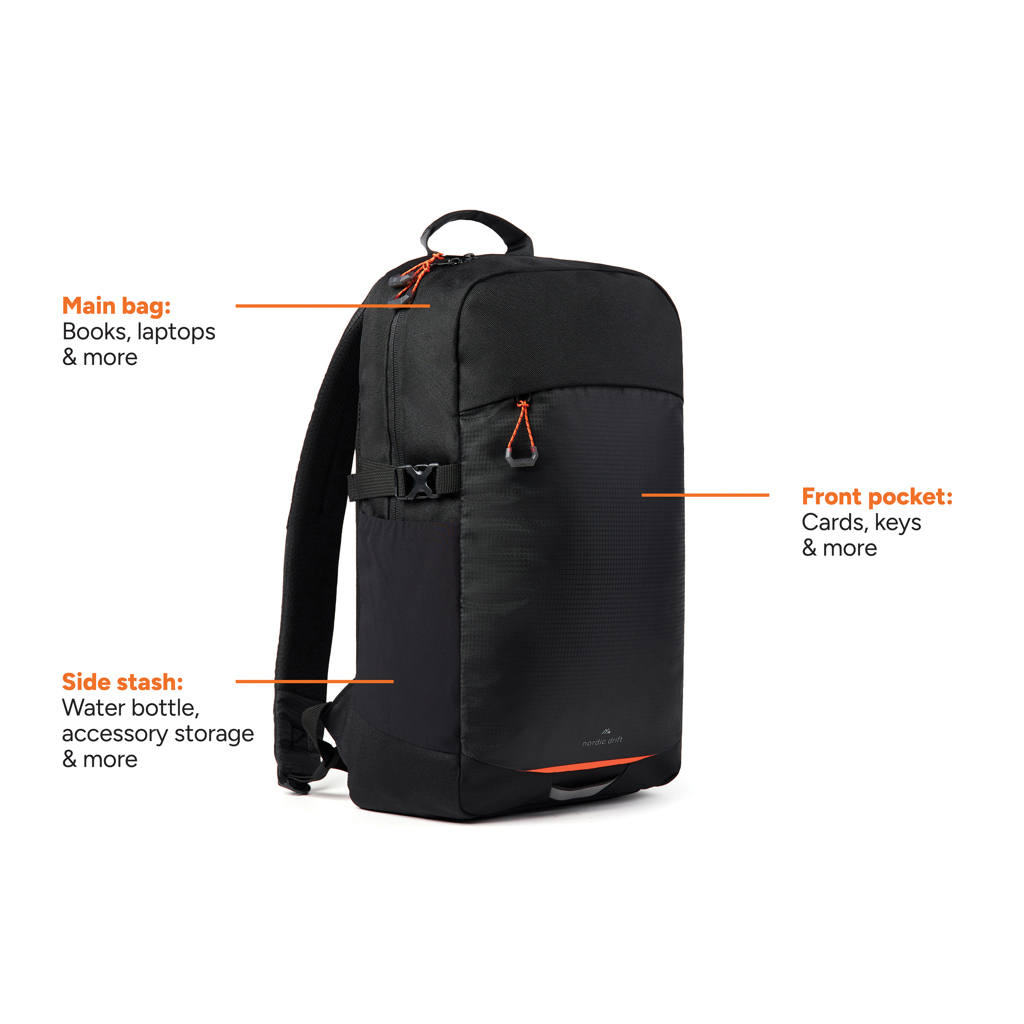 Nordic Drift Trail Daypack 16L RCS – Recycling-Rucksack mit Laptopfach, individuell besticken oder bedrucken