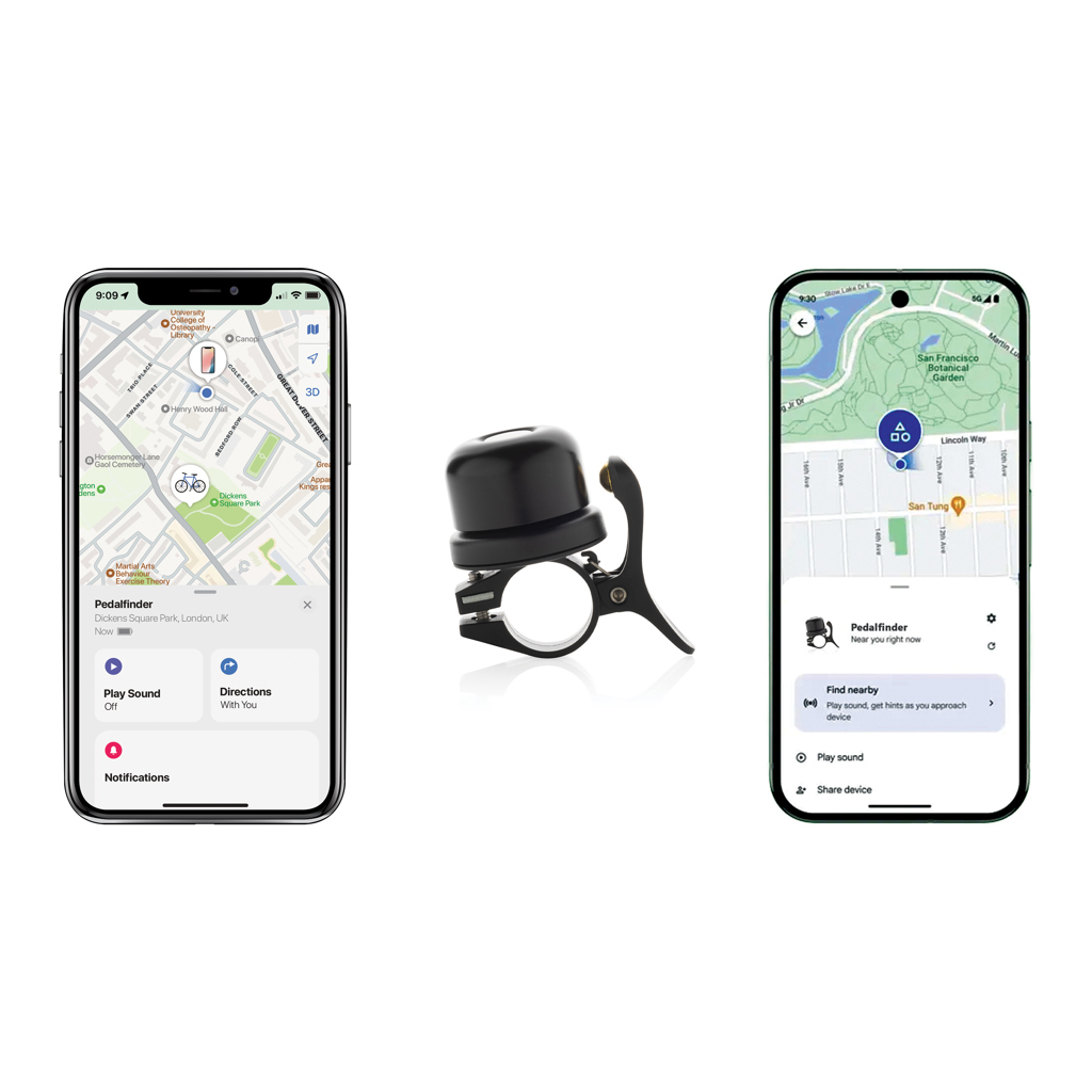 Bikefinder Dual Fahrradklingel mit weltweiter Ortung – Apple Find My und Android Find Hub