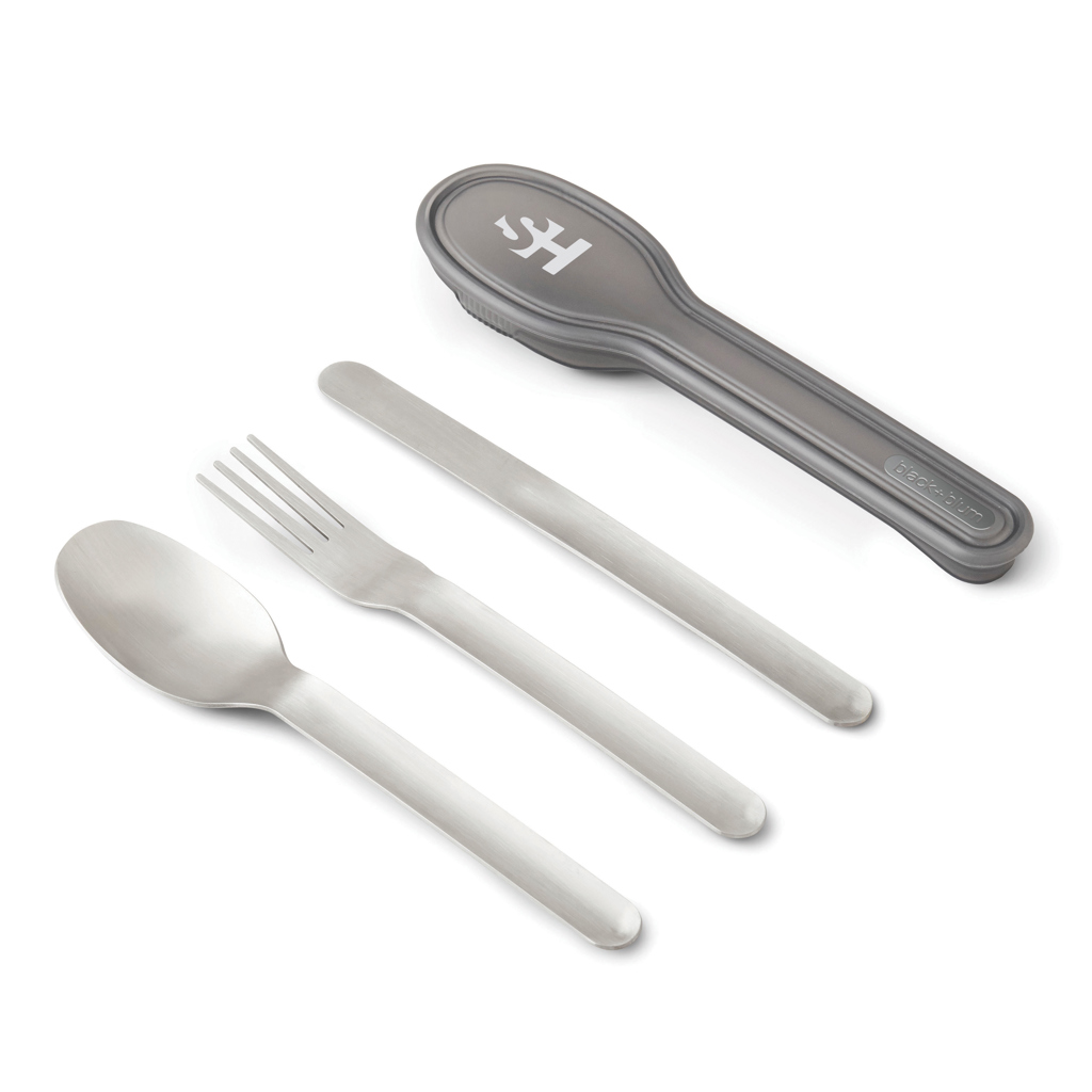 Black+Blum Besteck-Set 3-teilig Edelstahl im PP-Etui, BPA-frei, bedruckbar