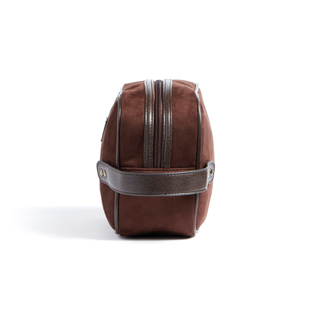 VINGA Hunton Kosmetiktasche aus Wildlederimitat mit Logodruck
