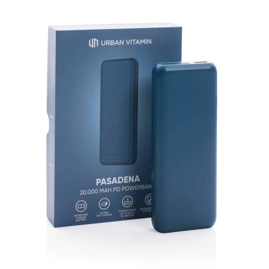 Urban Vitamin Pasadena 20.000 mAh Powerbank mit 18W USB-C PD, bedruckbar mit Logo