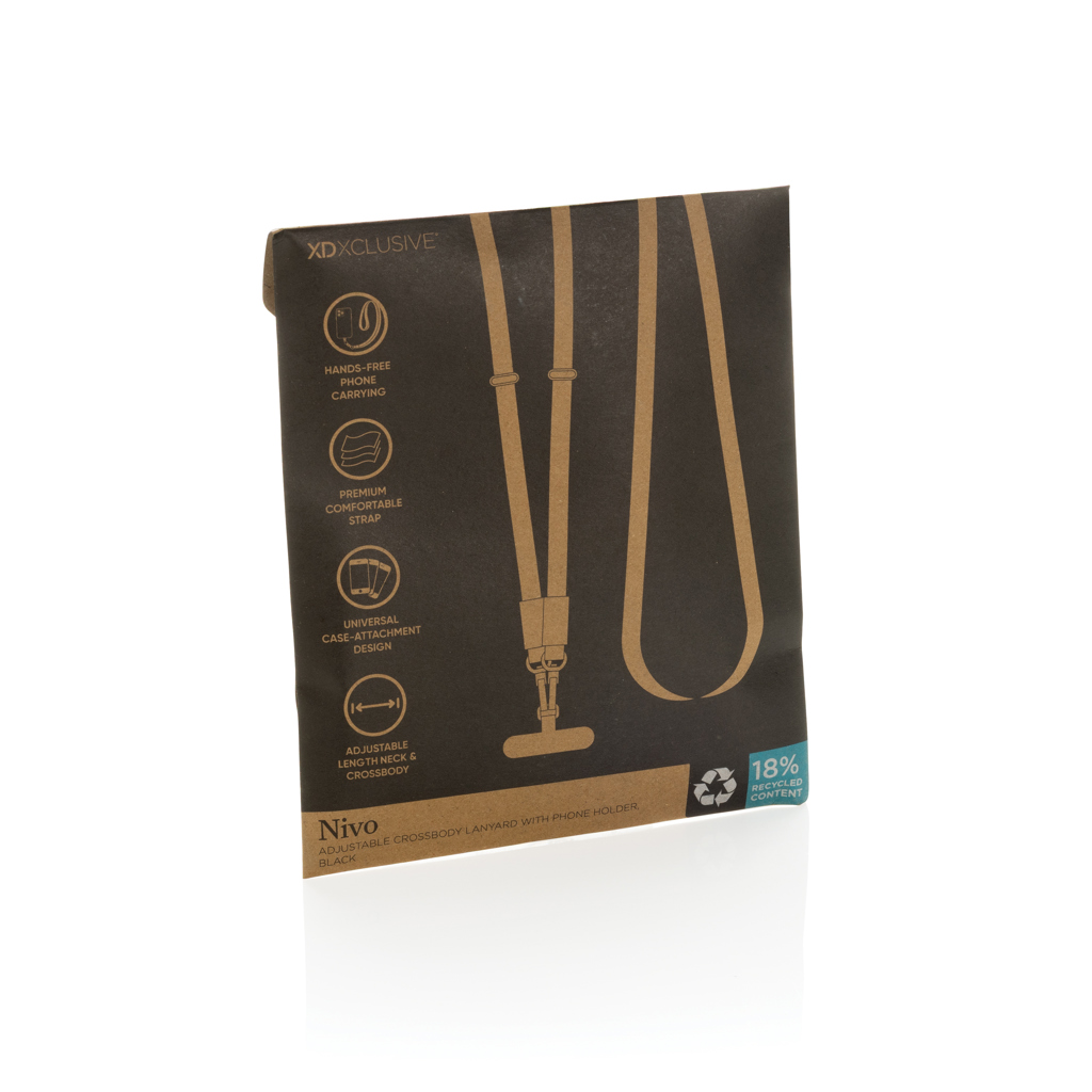 Nivo Crossbody-Handyband aus RCS-recyceltem PET, bedruckbar