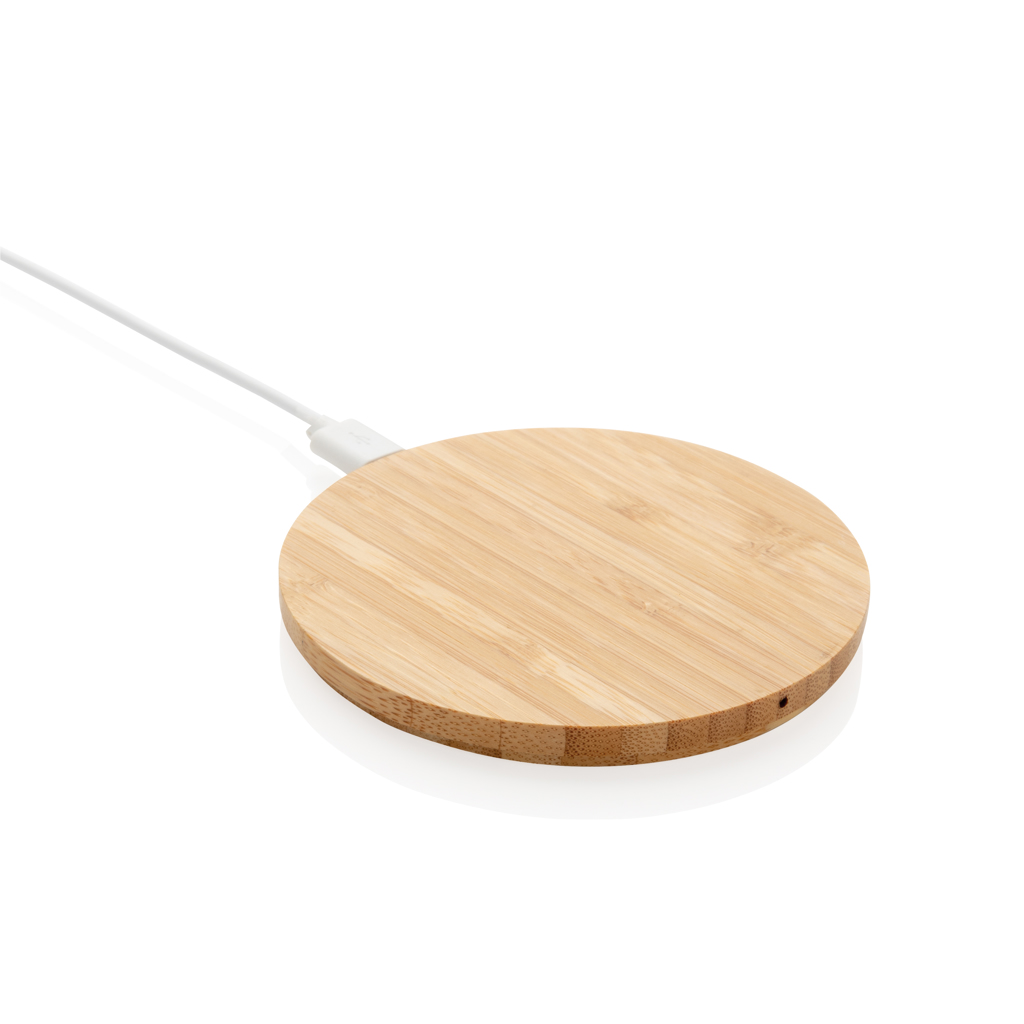XD Collection Wireless Charger Bambus FSC 5W, rund - mit Logo bedruckbar