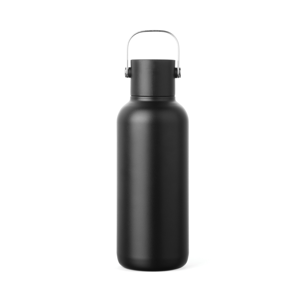 VINGA Cael Isolierflasche 600 ml mit Trinkhalm und Edelstahlgriff – mit Logo graviert oder bedruckt