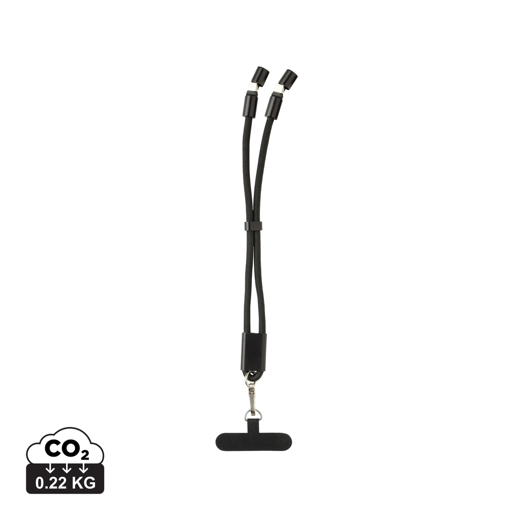 RCS‑zert. rPET 60W USB‑C Handgelenk‑Kabel – schwarz RCS‑zert. rPET 60W USB‑C Handgelenk‑Kabel – schwarz
