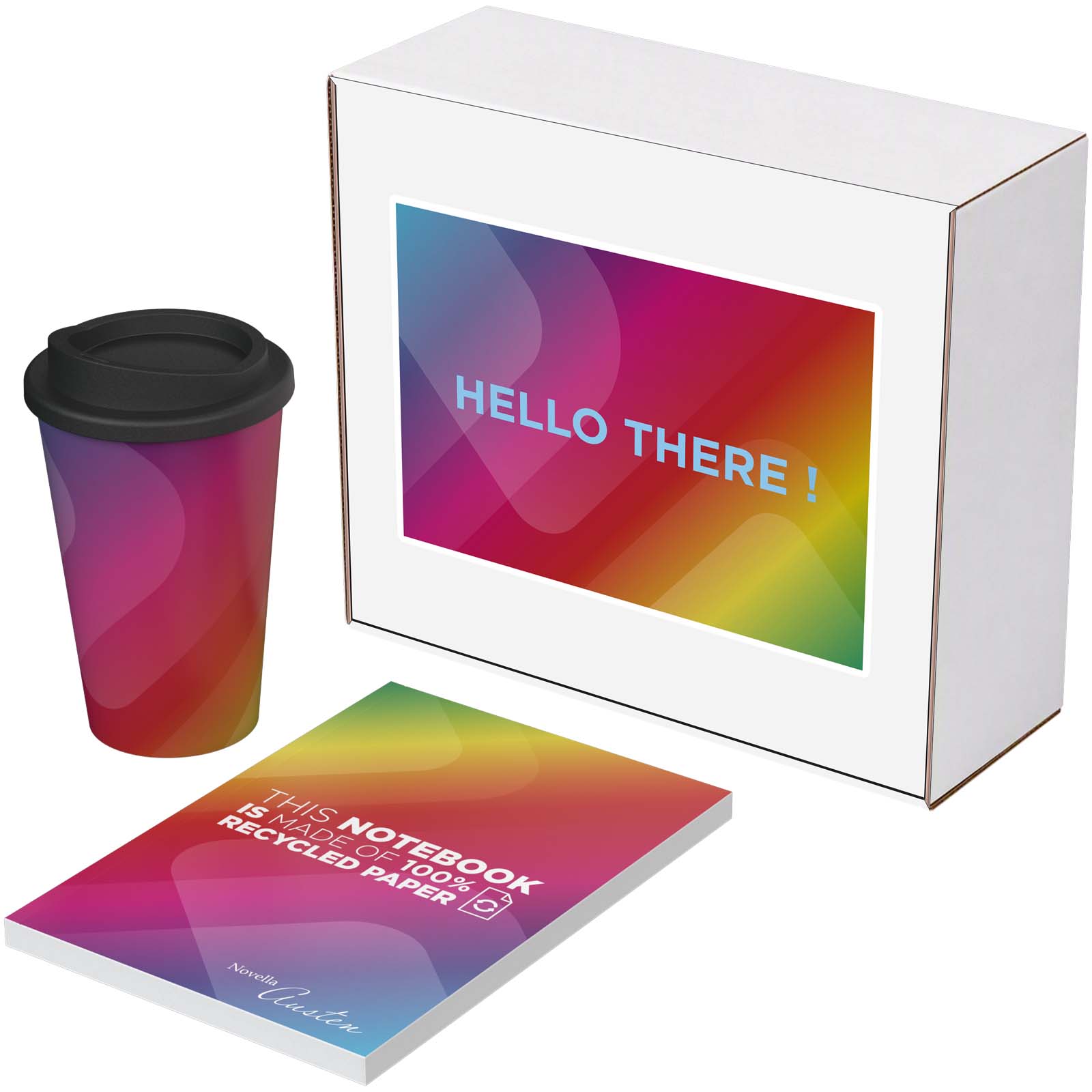 Kendal Set aus recyceltem Material Novella Austen Notizbuch und Americano Becher Kendal Set aus recyceltem Material Novella Austen Notizbuch und Americano Becher
