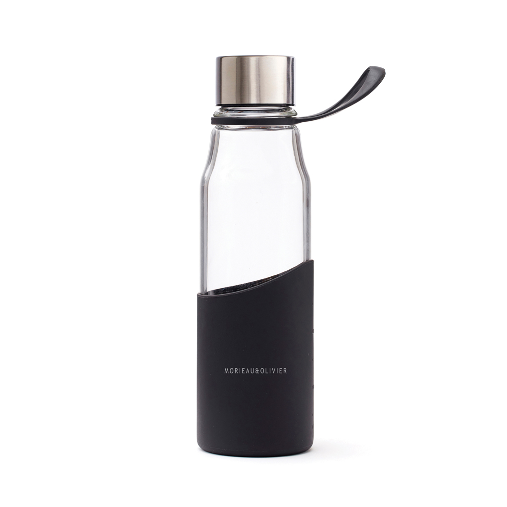 VINGA Lean Glasflasche mit Silikonhülle, Borosilikat, bedruckbar VINGA Lean Glasflasche mit Silikonhülle, Borosilikat, bedruckbar