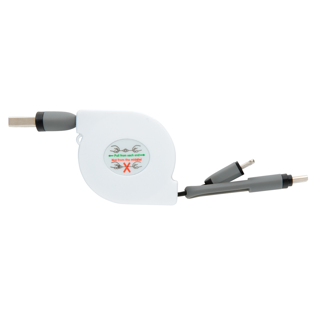 XD Collection 3-in-1 Ladekabel ausziehbar (USB-C, Lightning, Micro-USB) bedruckbar XD Collection 3-in-1 Ladekabel ausziehbar (USB-C, Lightning, Micro-USB) bedruckbar