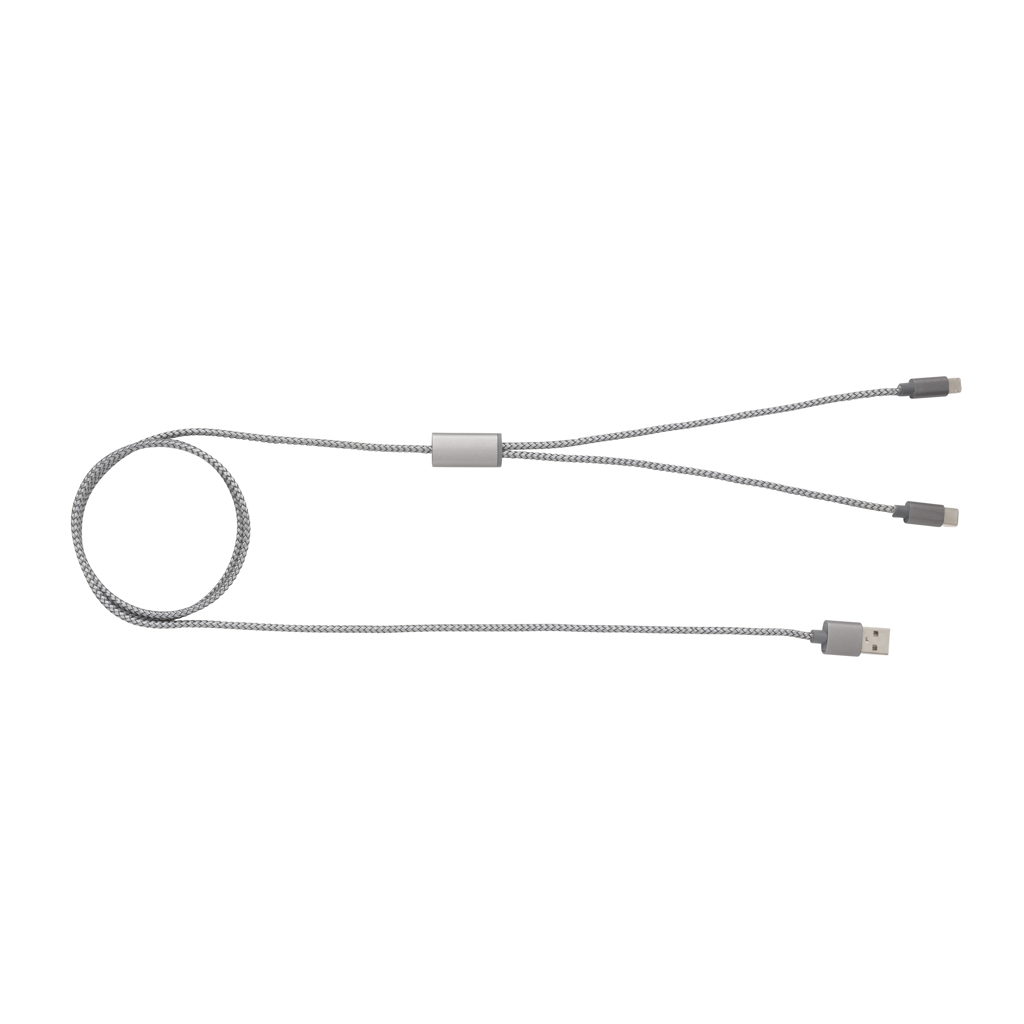XD Collection 3-in-1 Ladekabel umwoben mit USB-C, Lightning und Micro-USB XD Collection 3-in-1 Ladekabel umwoben mit USB-C, Lightning und Micro-USB