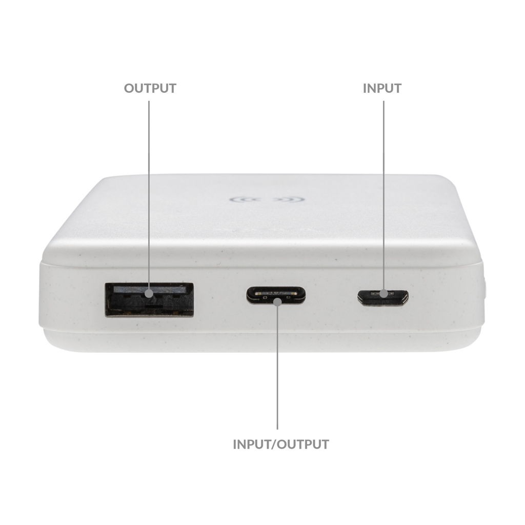XD Collection Wireless Powerbank 5.000 mAh aus RCS-recyceltem ABS, mit Logo veredelbar