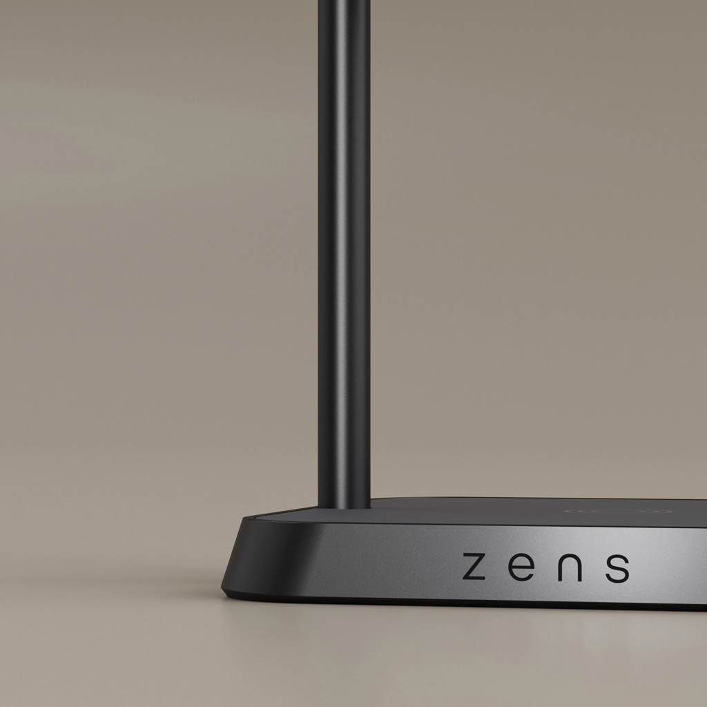 Zens Office Charger 2 Schwarz – kabellose 2-in-1-Ladestation aus Zinklegierung, mit Logo graviert oder bedruckt Zens Office Charger 2 Schwarz – kabellose 2-in-1-Ladestation aus Zinklegierung, mit Logo graviert oder bedruckt