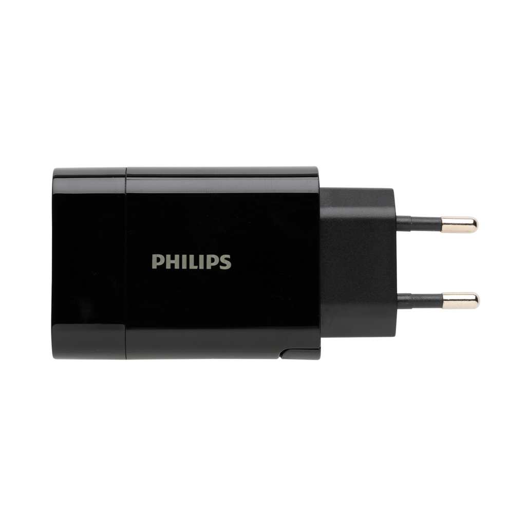 Philips 30W USB‑C PD + USB-A Schnellladegerät – schwarz Philips 30W USB‑C PD + USB-A Schnellladegerät – schwarz