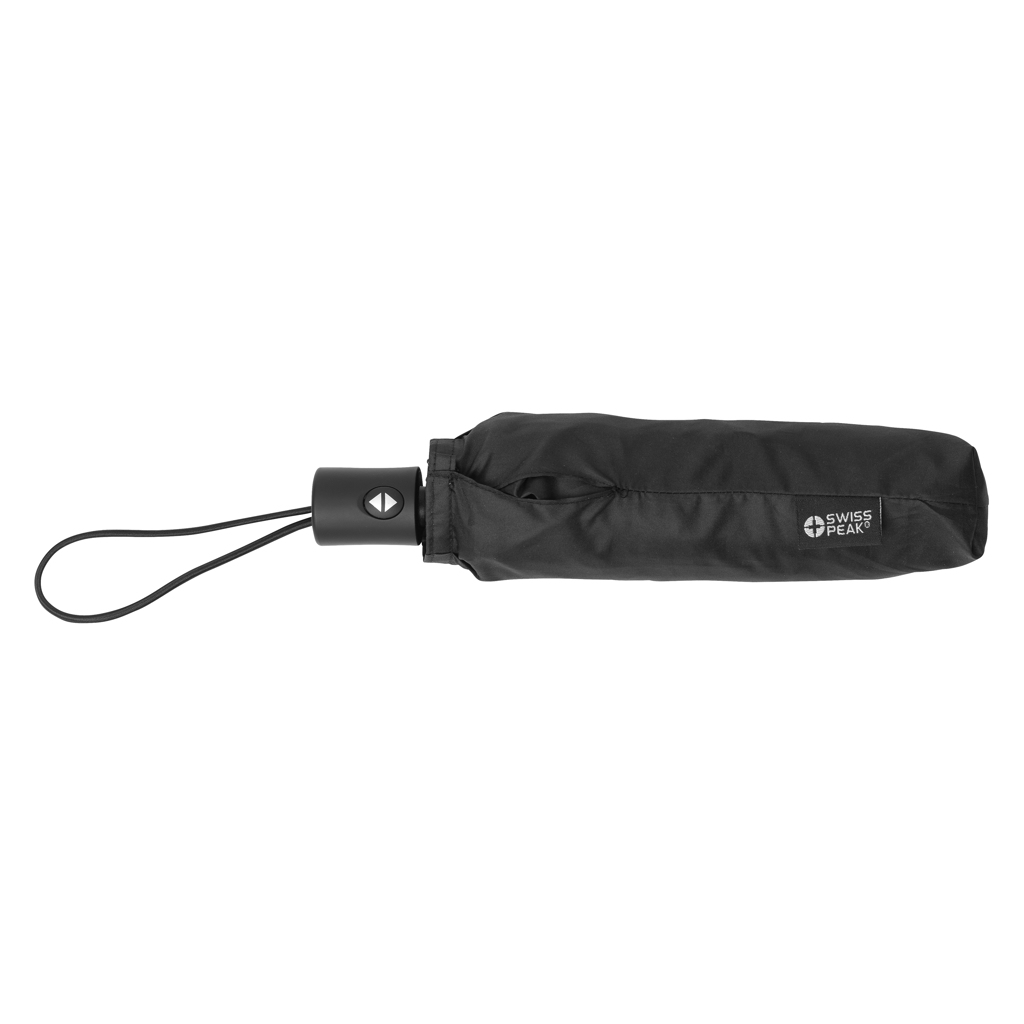 Swiss Peak AWARE RPET Taschenschirm 20,5 Zoll, vollautomatisch, schwarz