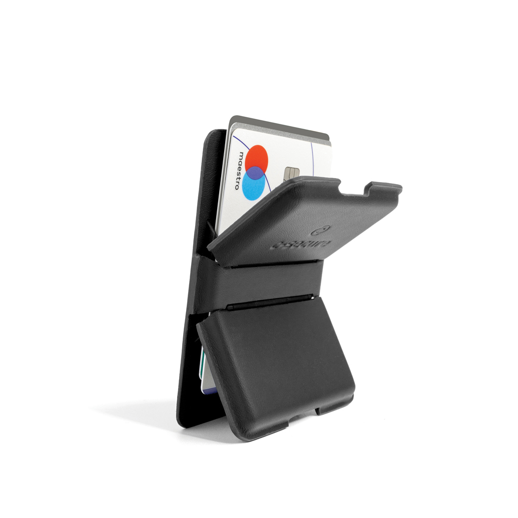 MagSafe iPhone RFID Kartenetui Ständer PU – schwarz