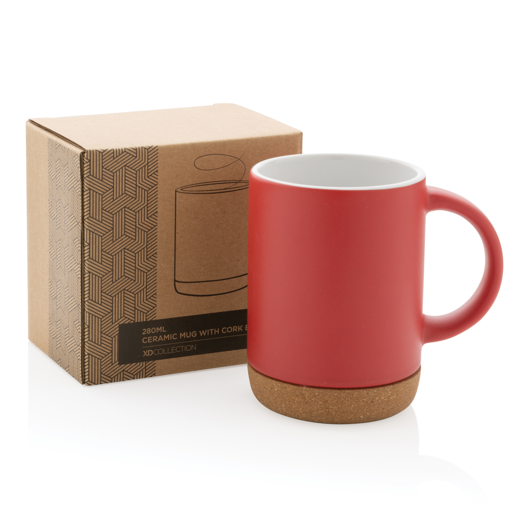 Keramikbecher mit Korkboden 280 ml – rot Keramikbecher mit Korkboden 280 ml – rot