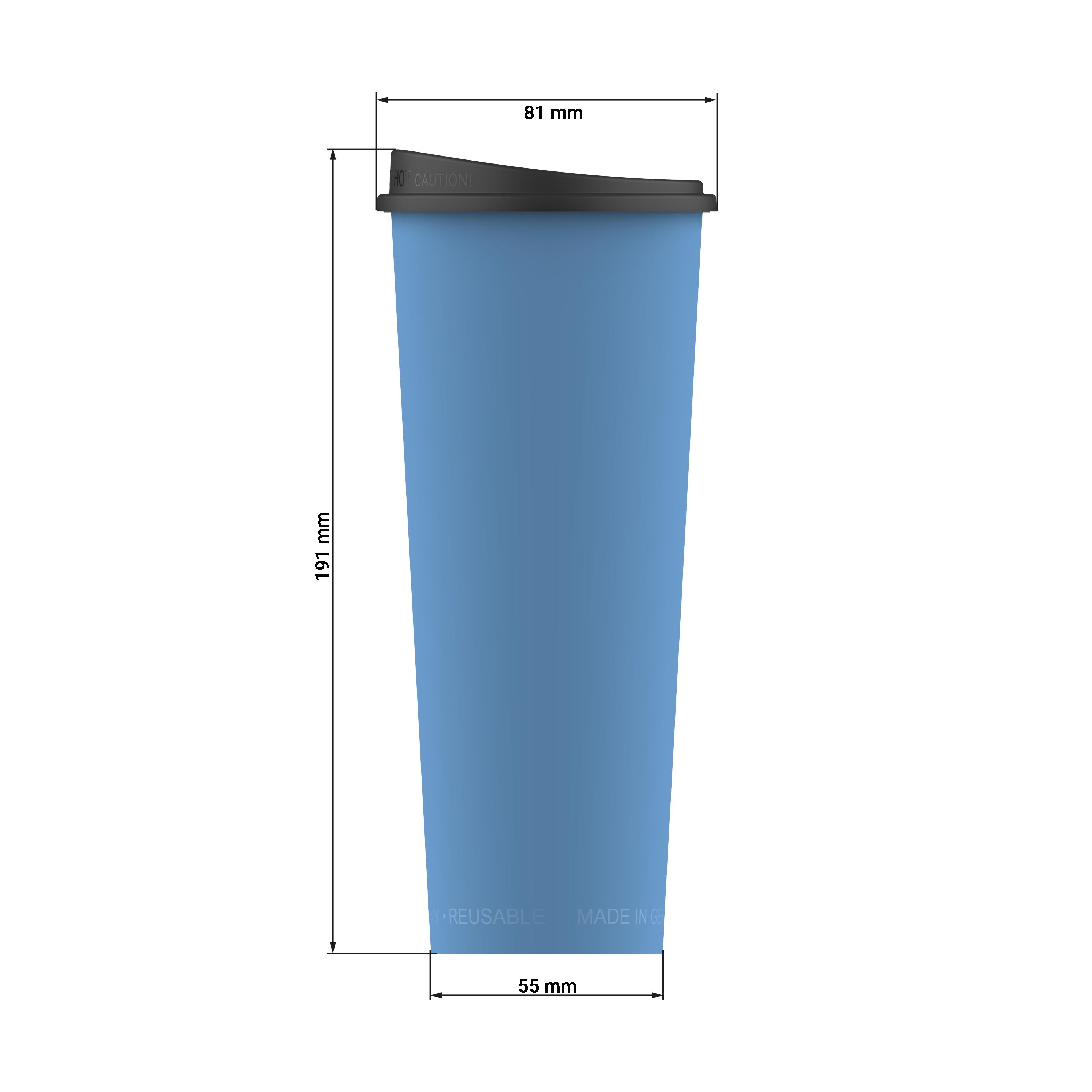 Kaffeebecher "ToGo", 0,5 l – Bemassung_Blau Kaffeebecher "ToGo", 0,5 l