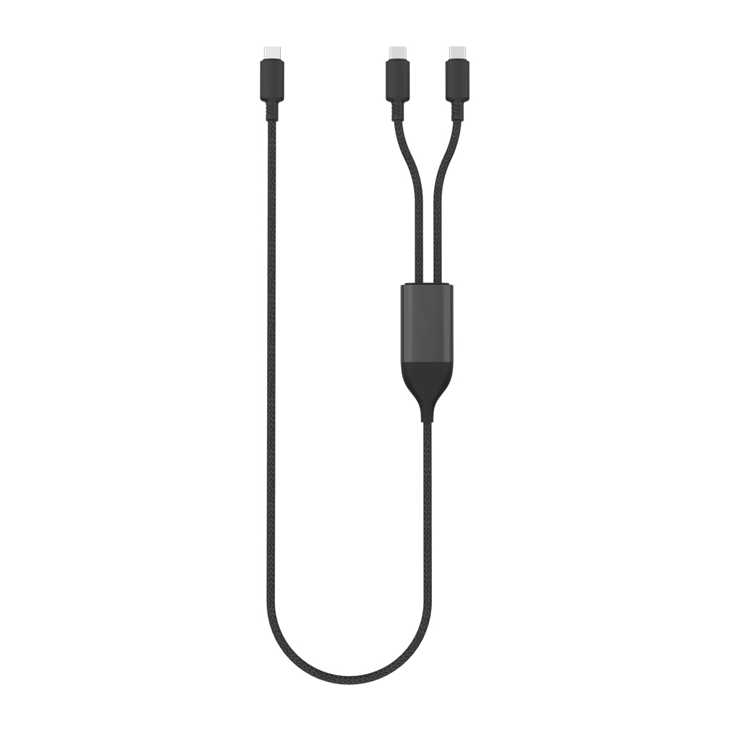 XD Xclusive Terra 100W-Ladekabel mit zwei USB-C-Ausgängen, bedruckbar mit Logo