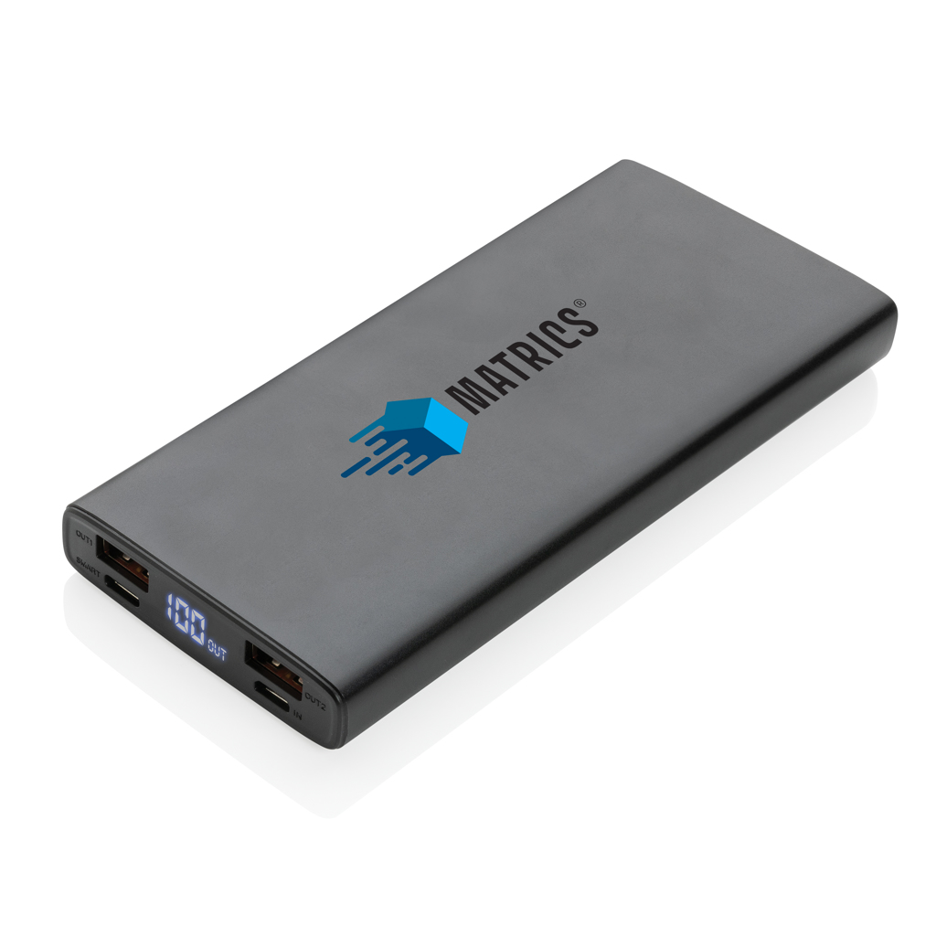 Powerbank 10.000 mAh 18W PD Aluminium, PVC-frei schwarz Powerbank 10.000 mAh 18W PD Aluminium, PVC-frei schwarz