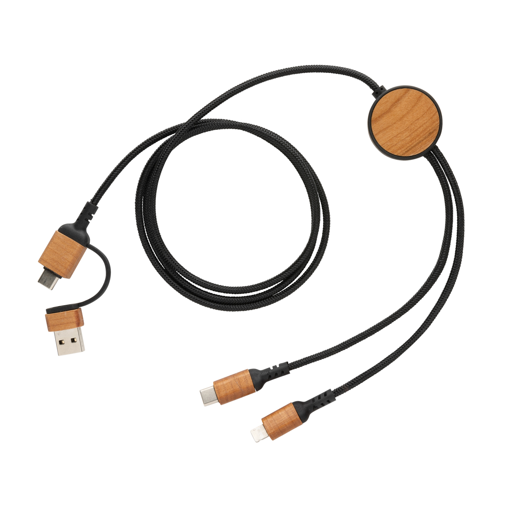 Ohio Luxus 6-in-1 Kabel Kirschholz – Exklusives Werbegeschenk mit Logo