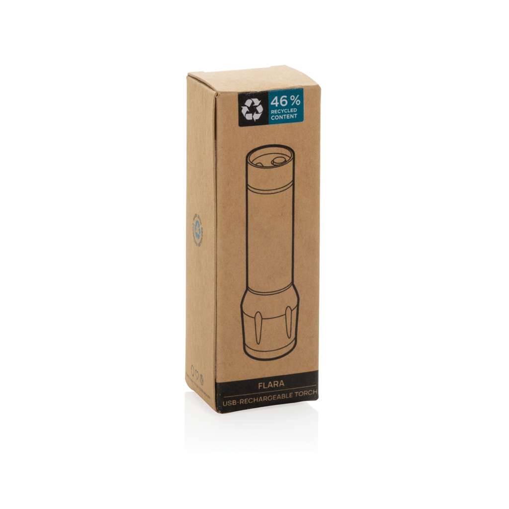 Flara LED-Taschenlampe USB-C aus recyceltem ABS (XD Collection)