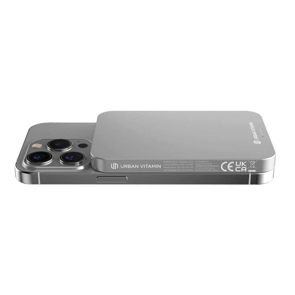 Urban Vitamin Richmond 5000mAh Magnetische Wireless-Powerbank aus RCS-Recyclingmaterial Urban Vitamin Richmond 5000mAh Magnetische Wireless-Powerbank aus RCS-Recyclingmaterial