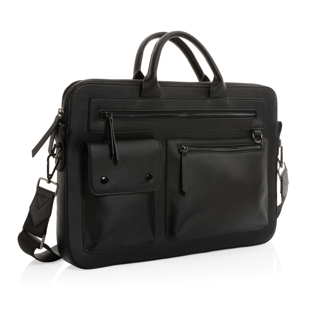 Swiss Peak 14" Laptoptasche aus GRS-recyceltem PU mit Logodruck Swiss Peak 14" Laptoptasche aus GRS-recyceltem PU mit Logodruck