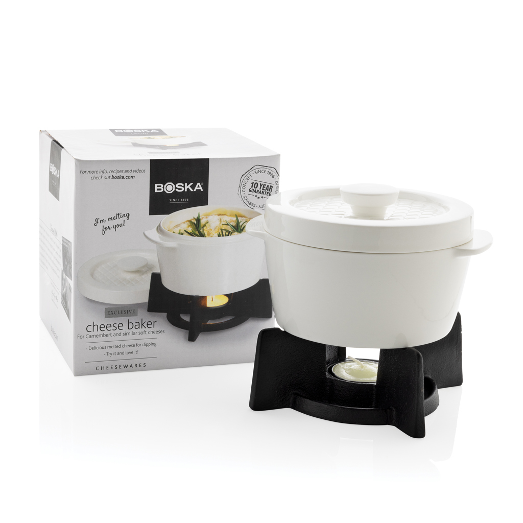 BOSKA Cheese Baker 500 ml aus Porzellan und Gusseisen mit Logodruck