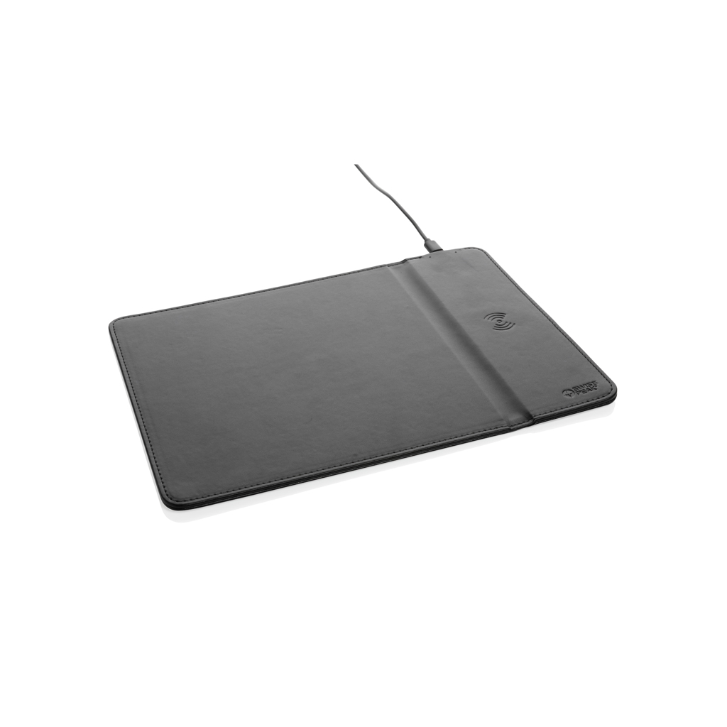 Swiss Peak Mauspad mit 10W Wireless-Charger, PU recycelt Swiss Peak Mauspad mit 10W Wireless-Charger, PU recycelt