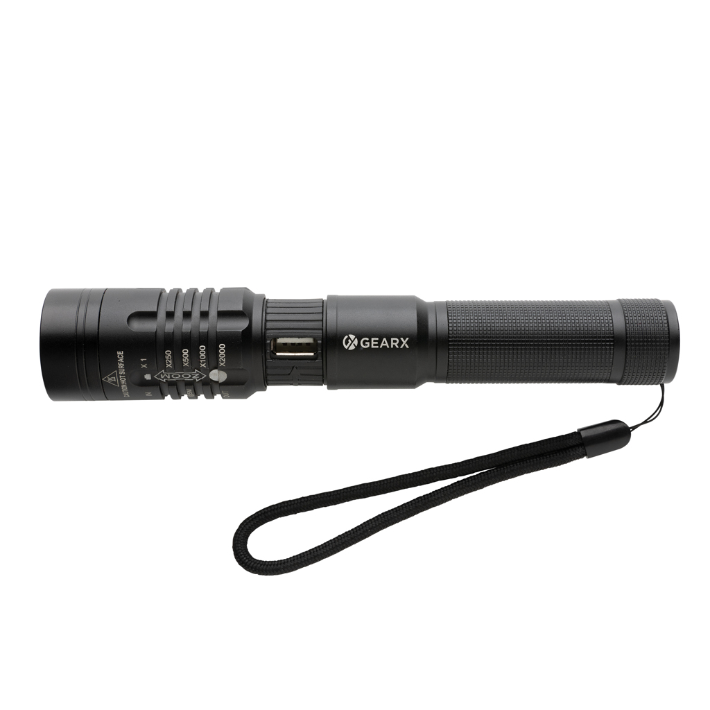 Gear X wiederaufladbare USB-Taschenlampe mit 1000 Lumen — bedruckbar als Werbeartikel Gear X wiederaufladbare USB-Taschenlampe mit 1000 Lumen — bedruckbar als Werbeartikel