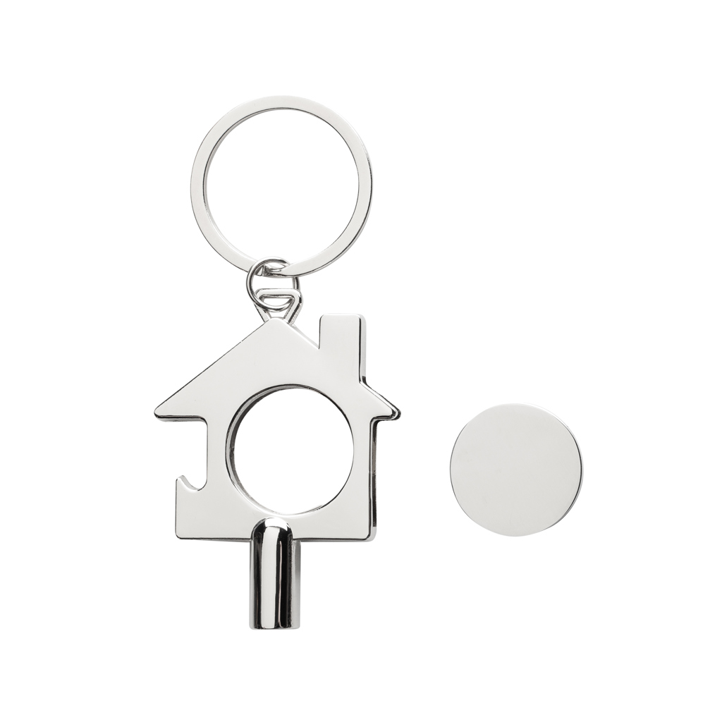 XD Collection 3-in-1 Schlüsselring aus recycelter Zinklegierung mit Lasergravur
