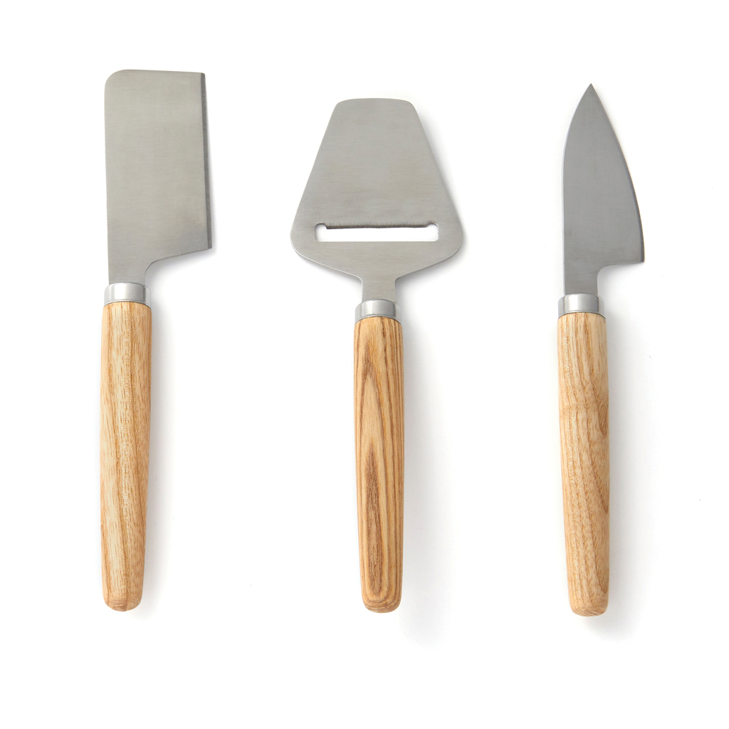 VINGA Retro Käsemesser-Set, 3-teilig mit Eschenholz-Griff