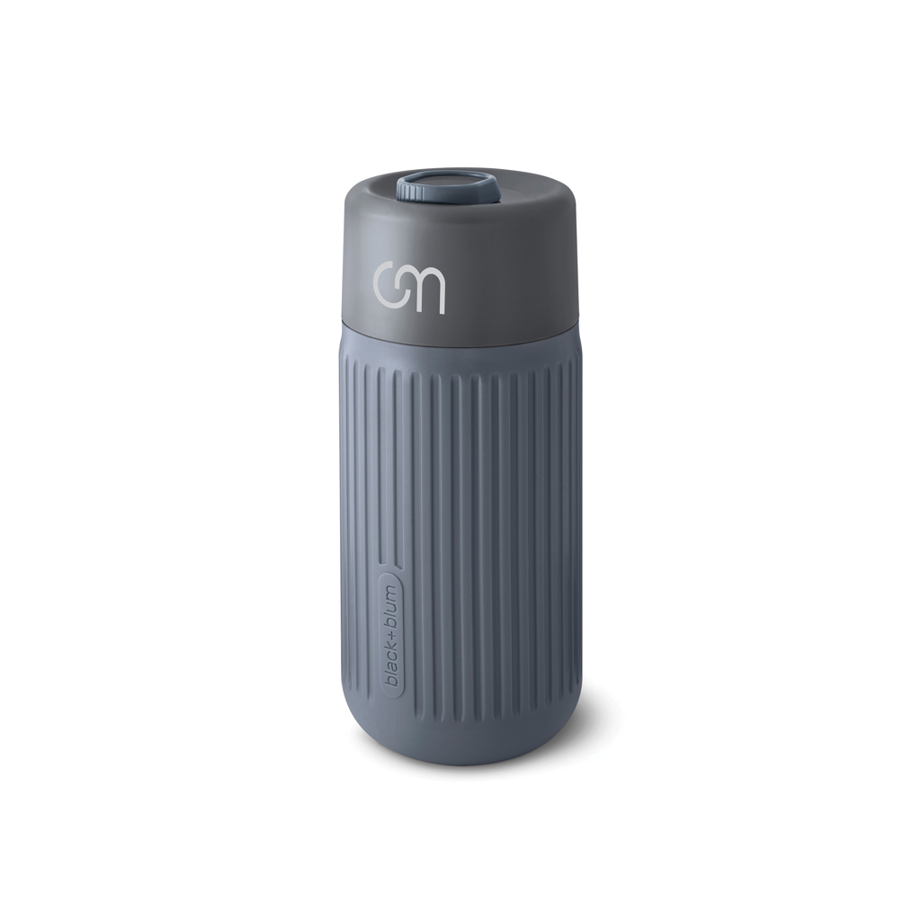 Black+Blum Glas-Reisebecher 340 ml mit Silikonhülle, bedruckbar