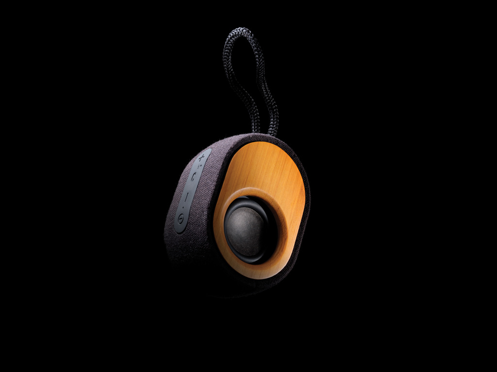 Recyceltes PET & Bambus Bluetooth Lautsprecher – schwarz
