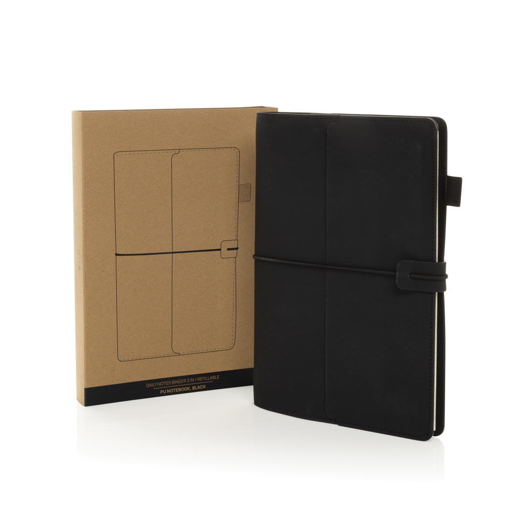 XD Collection Daily Notes Binder – nachfüllbares 3-in-1 PU-Notizbuch mit Logo XD Collection Daily Notes Binder – nachfüllbares 3-in-1 PU-Notizbuch mit Logo